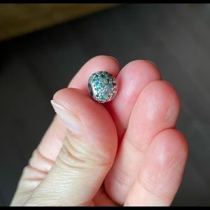 Pandora Sterling “Green and Blue Flowers” Charm